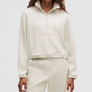 Lululemon Brushed Softstreme Half Zip in Bone
